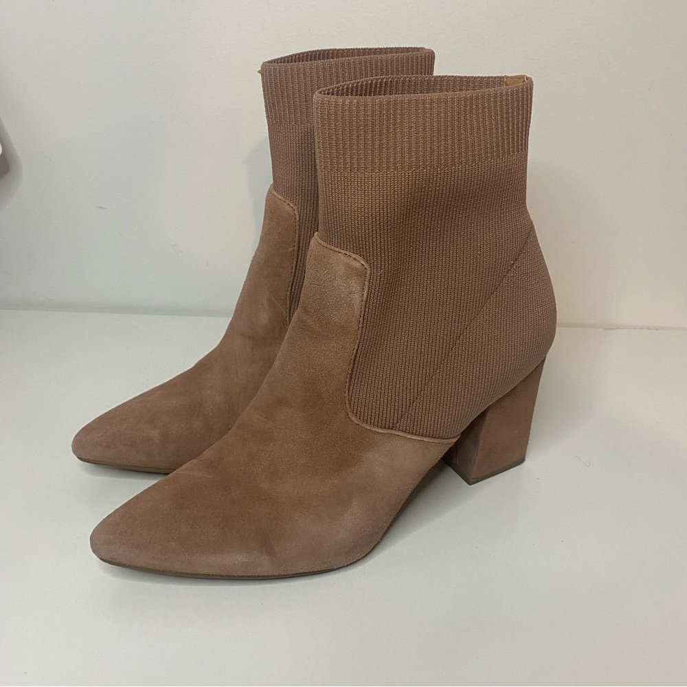 Steve Madden Remy Camel Sock Booties